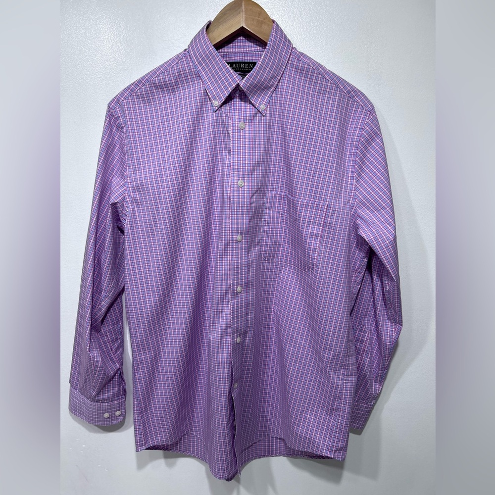 Ralph Lauren Men’s Stretch Plaid Regular Fit Dress Shirt Size M (15.5 32/33)